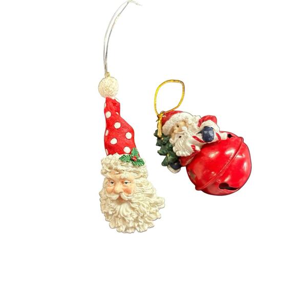 Vintage Santa Christmas Ornaments Random Lot of 10 • Ceramic, Wood, Resin - Picture 4 of 8